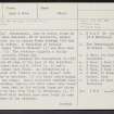 Balintore, Sloc Geal, NH87NE 5, Ordnance Survey index card, page number 1, Recto