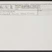 Tullochgorm, NH92SE 3, Ordnance Survey index card, Recto