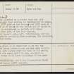 Brodie, Rodney's Stone, NH95NE 3, Ordnance Survey index card, page number 2, Verso