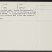 Wester Tulloch, NJ05NE 10, Ordnance Survey index card, page number 2, Verso
