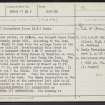 Altyre House, NJ05NW 34, Ordnance Survey index card, page number 1, Recto