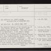 Clova, St Luke's Chapel And Well, NJ42SE 11, Ordnance Survey index card, Recto