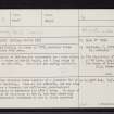 Pitlurg Castle, NJ44NW 1, Ordnance Survey index card, page number 1, Recto