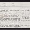Balfluig Castle, NJ51NE 4, Ordnance Survey index card, page number 1, Recto