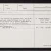 Dunnideer, NJ62NW 23, Ordnance Survey index card, Recto