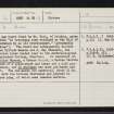 Crichie, NJ71NE 16, Ordnance Survey index card, page number 1, Recto