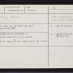 Leylodge School, 'standing Stones', NJ71SE 8, Ordnance Survey index card, Recto