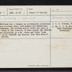 Balhalgardy, NJ72SE 5, Ordnance Survey index card, page number 1, Recto