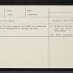Conglas, NJ72SE 98, Ordnance Survey index card, Recto