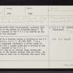 Pitmedden House, NJ82NE 27, Ordnance Survey index card, Recto