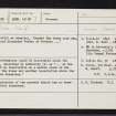 Foveran, NJ92SE 2, Ordnance Survey index card, page number 1, Recto