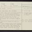 Garth Castle, NN75SE 2, Ordnance Survey index card, page number 1, Recto