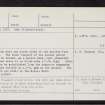 Strageath, NN81NE 2, Ordnance Survey index card, page number 2, Verso
