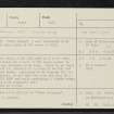 Dull, St Adamnan's Well, NN84NW 20, Ordnance Survey index card, page number 1, Recto