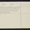 Grantully Castle, NN85SE 14, Ordnance Survey index card, page number 2, Verso