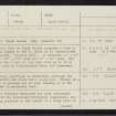 Black Castle, NN86SE 5, Ordnance Survey index card, page number 1, Recto