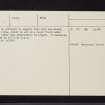 Killiecrankie, Claverhouse's Stone, NN96SW 2, Ordnance Survey index card, page number 2, Verso