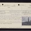 Murrayshall Hill, Lynedoch Obelisk, NO12NE 13, Ordnance Survey index card, Recto