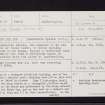 Inchbervis Castle, NO13SW 27, Ordnance Survey index card, page number 1, Recto