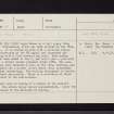 Logie House, NO35SE 29, Ordnance Survey index card, Recto