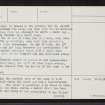 Kirkbuddo, NO44SE 15, Ordnance Survey index card, page number 2, Verso