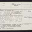 Prison Island, Loch Kinord, NO49NW 17, Ordnance Survey index card, page number 1, Recto