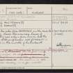 West Pitkierie, Dovecot, NO50NE 3, Ordnance Survey index card, Recto