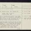 Ardestie Castle, NO53SW 2, Ordnance Survey index card, page number 1, Recto
