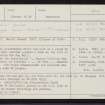 Stonehaven, Plague Burials, NO88NE 3, Ordnance Survey index card, Recto