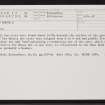 Ury House, NO88NE 13, Ordnance Survey index card, Recto