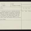 Colonsay, Milbuie, NR39SE 43, Ordnance Survey index card, Recto