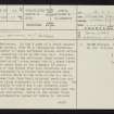 Balnagleck, NR62NE 23, Ordnance Survey index card, page number 1, Recto