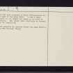 Arran, Gleann Dubh, Bruce's Castle, NR93SE 1, Ordnance Survey index card, page number 2, Verso
