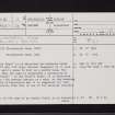 Clochodrick Stone, NS36SE 8, Ordnance Survey index card, page number 1, Recto