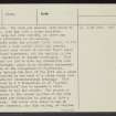 Bo'Ness, Kinneil, Old Kinneil Kirk, NS98SE 6, Ordnance Survey index card, page number 2, Verso