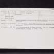 Redshaw Burn, NT01SW 2, Ordnance Survey index card, Recto