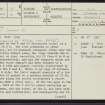 Camp Knowe, NT53NW 15, Ordnance Survey index card, page number 1, Recto