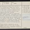 Dunbar Castle, NT67NE 8, Ordnance Survey index card, page number 2, Verso