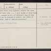 Dunbar Castle, NT67NE 26, Ordnance Survey index card, page number 3, Recto