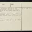 Chatto Craig, NT71NE 18, Ordnance Survey index card, page number 2, Verso