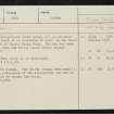 Chatto Craig, NT71NE 20, Ordnance Survey index card, Recto