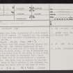 Belchester, NT74SE 12, Ordnance Survey index card, page number 1, Recto