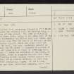 Sundhope Kipp, NT81NW 34, Ordnance Survey index card, page number 1, Recto