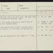 Pudding Law, NT81NW 57, Ordnance Survey index card, Recto