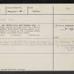 Kirk Yetholm, NT82NW 4, Ordnance Survey index card, Recto