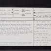 Edington Bastle, NT85NE 10, Ordnance Survey index card, page number 1, Recto