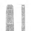 Arthurlie Cross: pencil survey drawing showing sides a and b