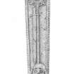 Culliecudden C: scanned pencil survey drawing showing recumbent cross slab. Slab now in Kirkmichael Church