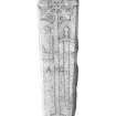 Culliecudden E: scanned pencil survey drawing showing recumbent cross slab. Now at Kirkmichael Church