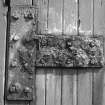 Detail of door hinge on boat house main door onto slipway